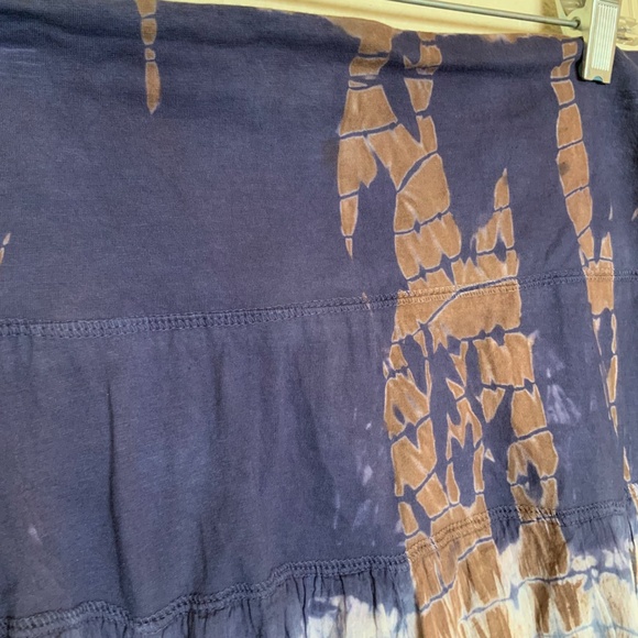 Cotton Boho Skirt Blue Batik Tie Dye Size Large - Picture 3 of 9